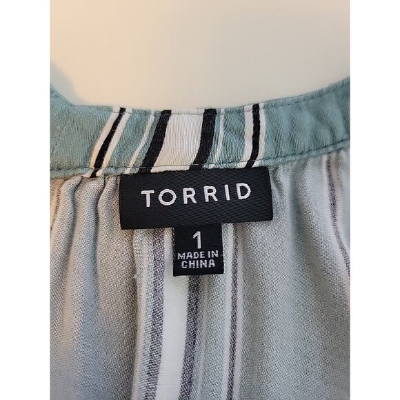 Torrid Green Striped V Neck Spaghetti Strap Beachy Flowy Tank Top Womens Plus 1X - Picture 10 of 11